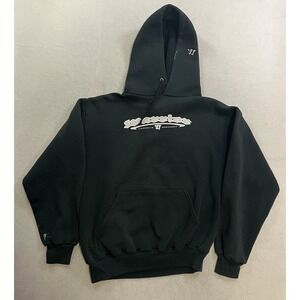 Vintage Warrior Hoodie Sweatshirt Mens Large Black Lacrosse Long Sleeve Y2K